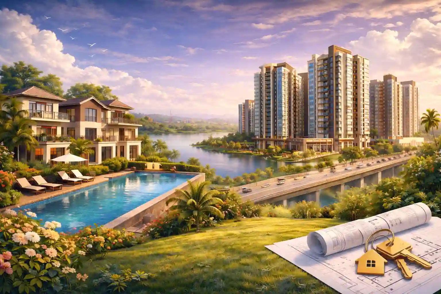Yelahanka residential area with new apartments and green surroundings