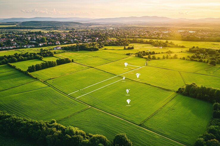 KNS Billore residential plots under construction with clear land demarcation
